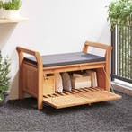 vidaXL Tuinopbergbank met kussen 91 cm massief acaciahout, Tuin en Terras, Tuinsets en Loungesets, Verzenden, Nieuw