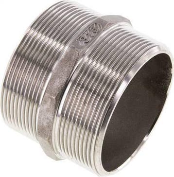 Dubbele Nippel G2 1/2'' RVS Vlakke Afdichting 16bar 78mm Hex, Verzenden, Nieuw