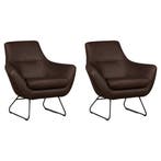 Set van 2 Leren fauteuils Fame - Rancho Brown (bruin), Ophalen of Verzenden