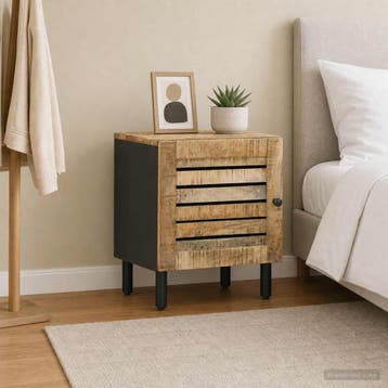 vidaXL Nachtkastje Naturel 40 x 33 x 46 cm Massief Mango, Huis en Inrichting, Verzenden, Nieuw