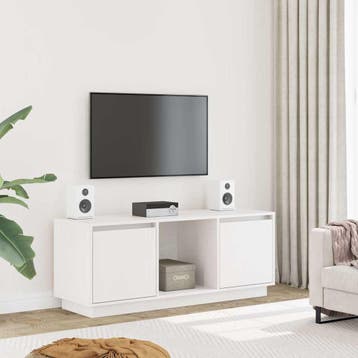 vidaXL Tv-meubel 110,5x35x44 cm massief grenenhout wit, Verzenden, Nieuw