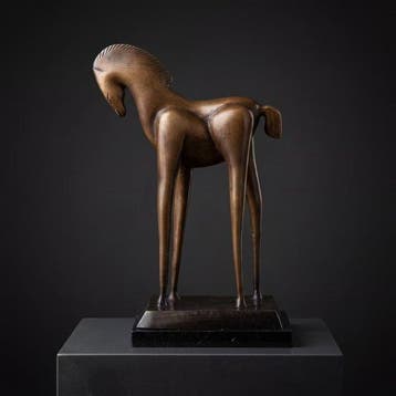 Statue, Bronzen sculptuur van een paard “Botero Stijl” -
