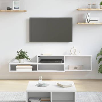 vidaXL Wand TV Stand 150 x 25 x 28,5 cm Bewerkt hout, Verzenden, Nieuw