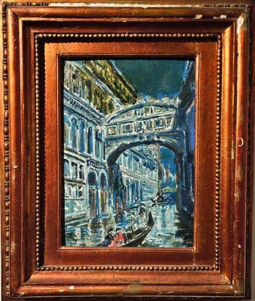 Vincenzo La Bella (1872-1954) - Notturno al Ponte dei
