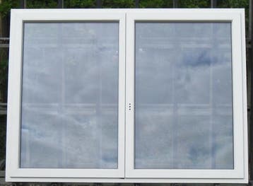 pvc raam , chassis , kozijn 198 x 147 wit / antraciet 7016, Kunststof, Raamkozijn, Ophalen of Verzenden, Zo goed als nieuw