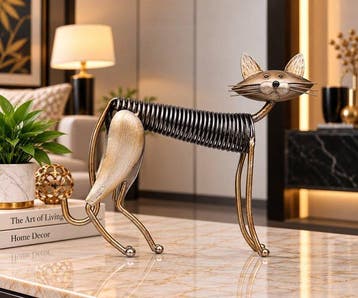 Decoratief ornament - Vintage Cat Sculpture Metal Figurine -