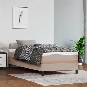 vidaXL Boxspring bed kunstleer cappuccinokleurig 100x200 cm, Verzenden
