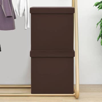 vidaXL Opbergkrukken inklapbaar 2 st PVC bruin, Verzenden, Nieuw