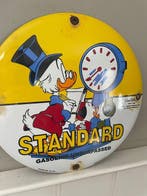 Rond metalen reclamebord met Donald Duck, Dagobert Duck en, Verzamelen, Nieuw