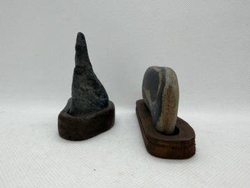 Steen - Set van 2 / Suiseki, Bonseki, kijksteen ,
