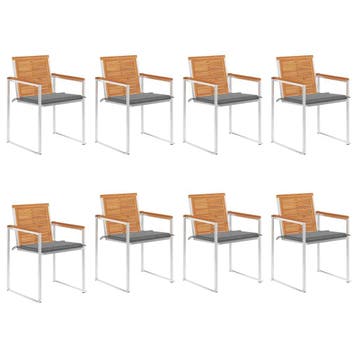vidaXL Tuinstoelen 8 st met kussens massief acaciahout, Verzenden, Nieuw