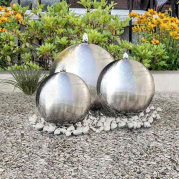 vidaXL 3-delige Fonteinbollenset met LEDs roestvrij staal, Tuin en Terras, Verzenden, Nieuw