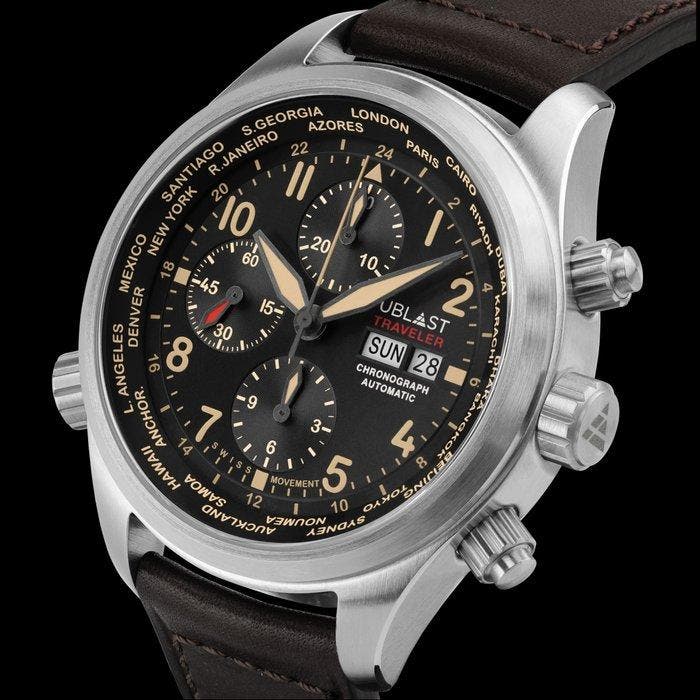 Ublast - Traveler Chronograph World Time - REF.UBTRCH47BN -, Bijoux, Sacs & Beauté, Montres | Hommes