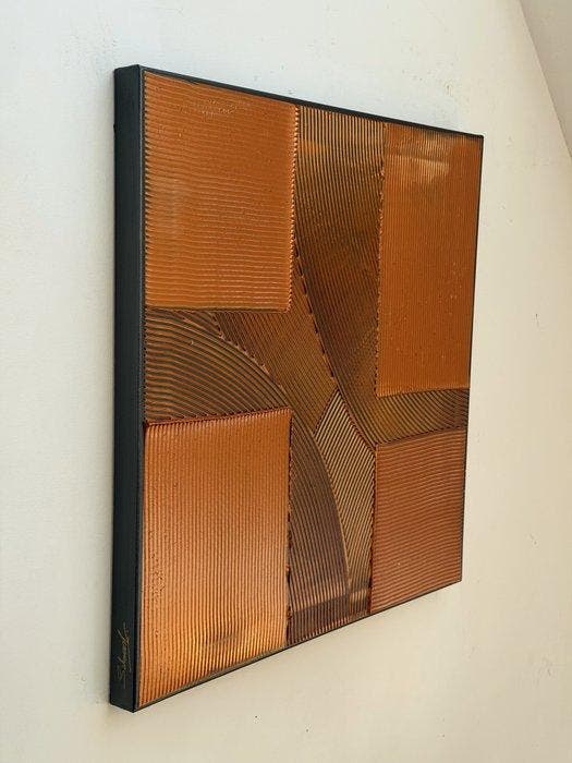 Sarah Schwarzl - Frequency BRONZE GRAPHITE (Frame included), Antiquités & Art, Art | Peinture | Moderne