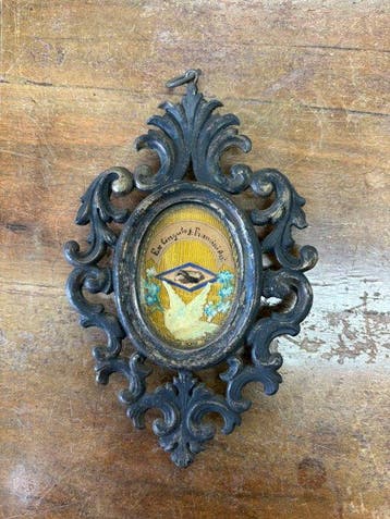 Reliekhouder - Messing, Glas, Textiel - 1850-1900 - Ex