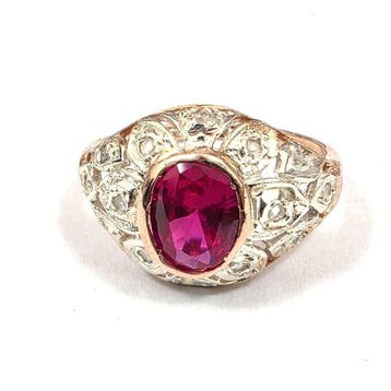 Zonder minimumprijs - Ring - 9 kt. Roségoud, Zilver Spinel -, Nieuw