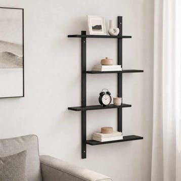 vidaXL Wandplank Zwart eiken 61 x 13,5 x 105,5 cm Bewerkt, Verzenden