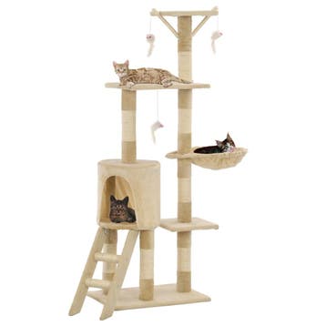 vidaXL Kattenkrabpaal met sisal krabpalen 138 cm beige, Dieren en Toebehoren, Verzenden, Nieuw