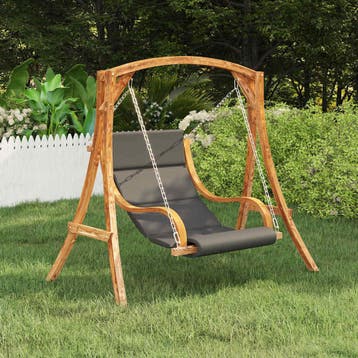 vidaXL Schommelstoel zonder schommelframe met kussen gebogen, Verzenden