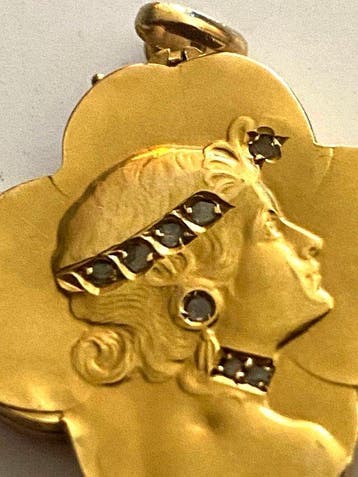 Medaillon - 18 karaat Geel goud Diamant (Natuurlijk