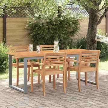 vidaXL Tuin Tafel Grijs 160 x 80 x 75 cm Massief Acacia Hout, Tuin en Terras, Verzenden, Nieuw