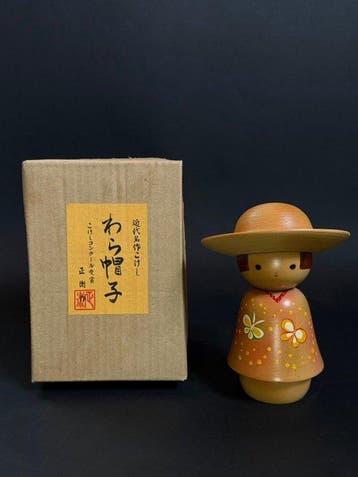 Vintage Japanse Creatieve Kokeshi-pop Straw Hat Girl -