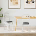 vidaXL Eetkamerstoel 2 pcs Wit en Grijs Massief Rubberhout, Verzenden, Nieuw