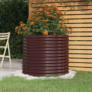 vidaXL Plantenbak 80x80x68 cm gegalvaniseerd staal bruin, Tuin en Terras, Verzenden, Nieuw