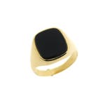 Gouden zegelring met onyx., Handtassen en Accessoires, Ringen, Gebruikt, Overige kleuren, 20 of groter, Heer