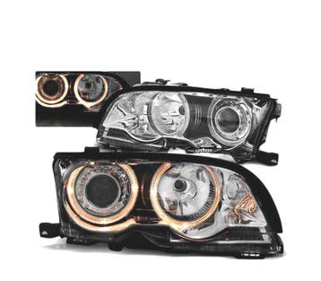 Phares Pour Bmw E46 01-03 Coupé Cabrio Angel Eyes Chromé, Verzenden