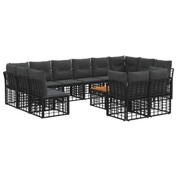 vidaXL Buiten bank set 13 pcs Zwart en Donker Grijs, Verzenden, Nieuw