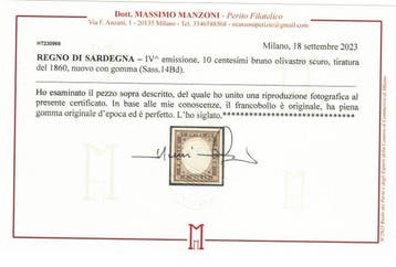 Anciens états italiens - Sardaigne 1860 - 4e émission, 10