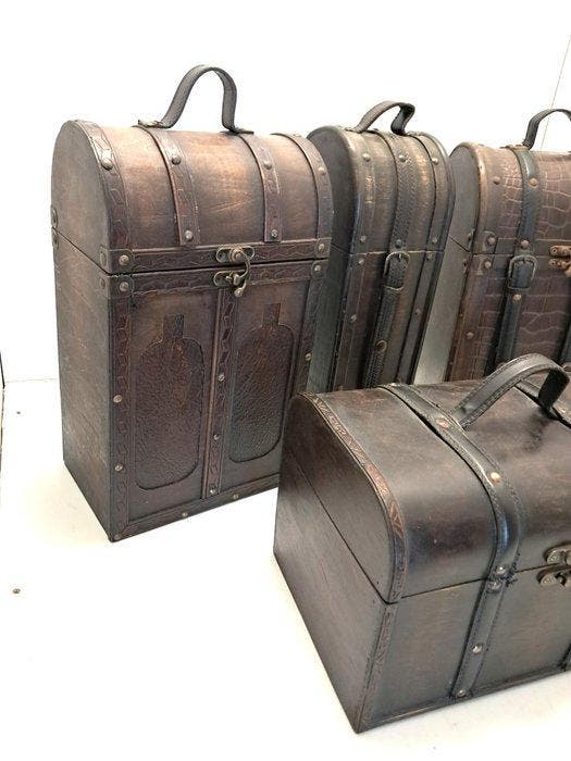 Coffre de rangement (4) - Bois, Cuir, Antiek en Kunst, Curiosa en Brocante