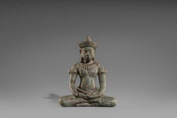 Cambodja - Khmerkunst Brons / koperlegering Gekroonde, Antiek en Kunst