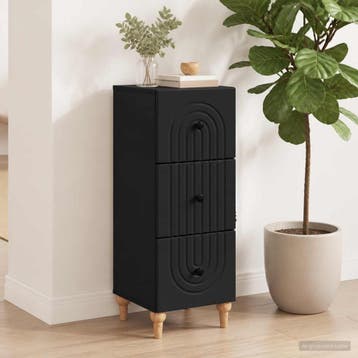 vidaXL Ladekast 33 x 34,5 x 90 cm Bewerkt hout Zwart, Huis en Inrichting, Kasten | Overige, Verzenden, Nieuw