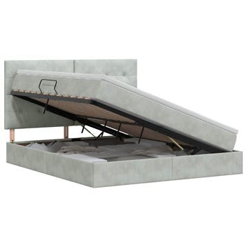 vidaXL Opslag bed met matras Lichtgrijs 180 x 200 cm Fluweel, Verzenden, Nieuw