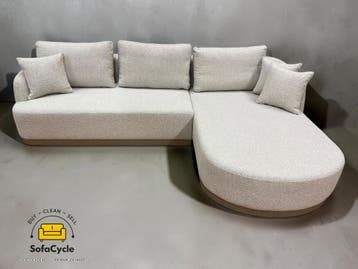 Hoekzetel wit in bouclé met slaapfunctie – overstock, Verzenden