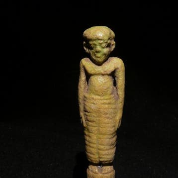 Oud-Egyptisch Faience Amulet met een mannelijke figuur. 7 cm