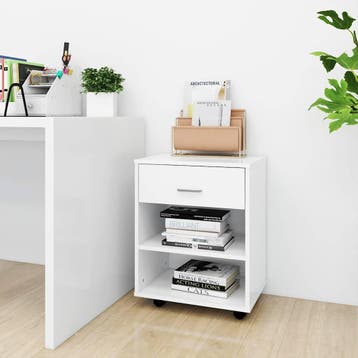vidaXL Rolkast 46x36x59 cm bewerkt hout wit, Huis en Inrichting, Verzenden, Nieuw