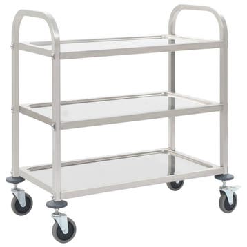 vidaXL Keukentrolley 3-laags 96,5x55x90 cm roestvrij staal, Verzenden, Nieuw
