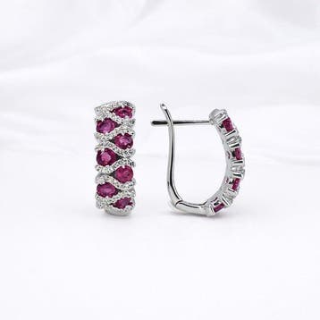 Sans prix de réserve - Boucles doreilles Plaqué or Rubis -, Nieuw