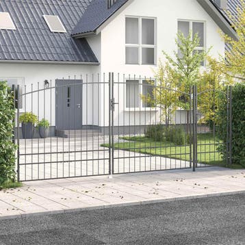 vidaXL Tuinpoort WOERDEN 195 x 500 cm Staal Grijs, Verzenden