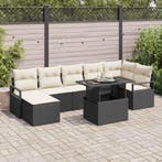 vidaXL Tuinbank Set met opslag 8 pcs Zwart Poly rattan, Verzenden, Nieuw