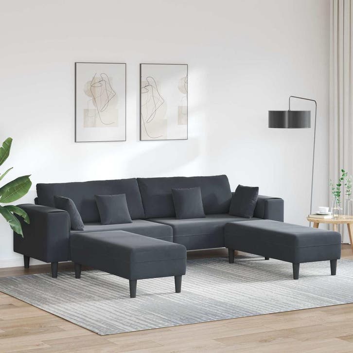 vidaXL bank / zetel 3 st Donkergrijs Fluweel, Huis en Inrichting, Zetels | Zetels, Nieuw, Verzenden