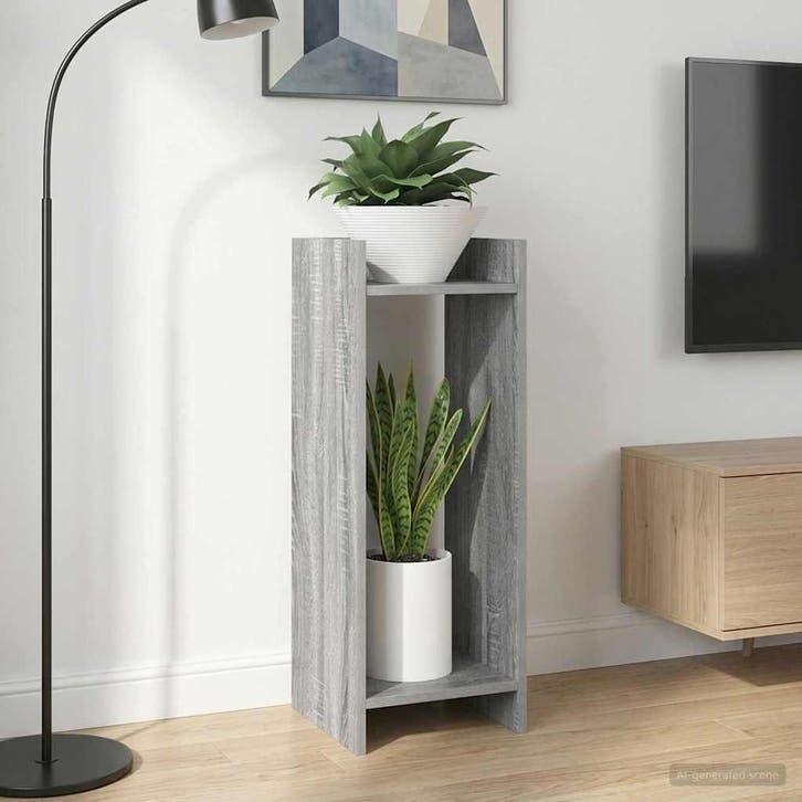 vidaXL Plantenstand met plank 2 pcs Grijze Sonoma 30 x 30 x, Jardin & Terrasse, Bacs à fleurs & Jardinières, Envoi