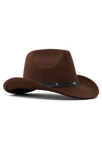 KIMU® Cowboyhoed Donkerbruin Wolvilt Ster Donkerbruin Cowboy, Kleding | Heren, Ophalen of Verzenden, Nieuw