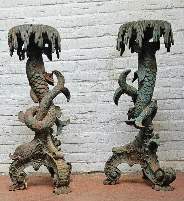 Bijzettafel (2) - Brons - plantensokkels, Antiek en Kunst, Curiosa en Brocante