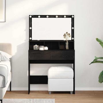 vidaXL Kaptafel met lade Zwart Eiken 80 x 41 x 134,5 cm, Verzenden, Nieuw
