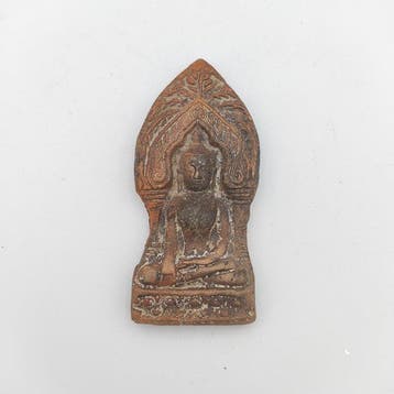 Oud-Indochinese Terracotta Zittende Boeddha