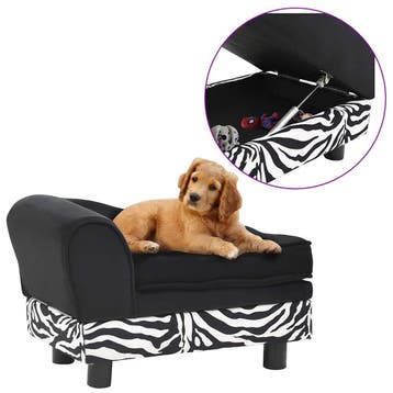 vidaXL Hondenbank 57x34x36 cm pluche zwart, Verzenden